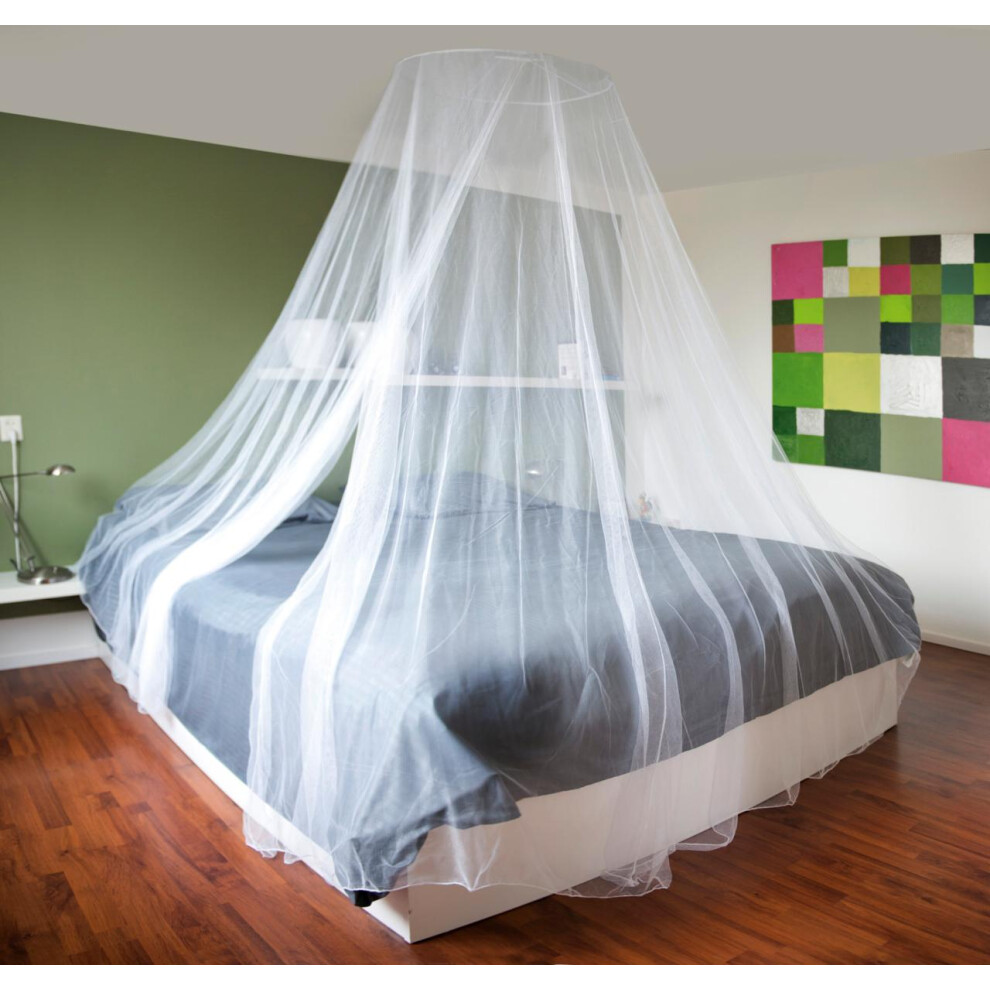 White Mosquito Net Fly Insect Protection Single Entry Double King Queen Canopy