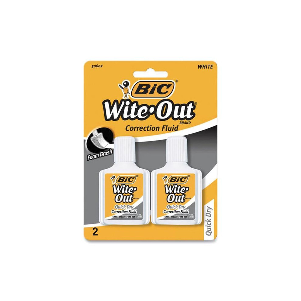 Bic Bicwofqdp24awhi 20 Ml Wite-Out Quick Dry Correction Fluid Bottle, - Pack Of 2 White