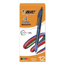 BIC BICMMS11AAST 4-Color Smooth Ballpoint Pen, Assorted Color - Pack of 12