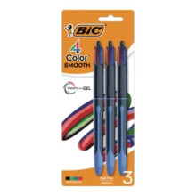 BIC BICMMSP3AAST 4-Color Smooth Ballpoint Pen, Assorted Color - Pack of 3