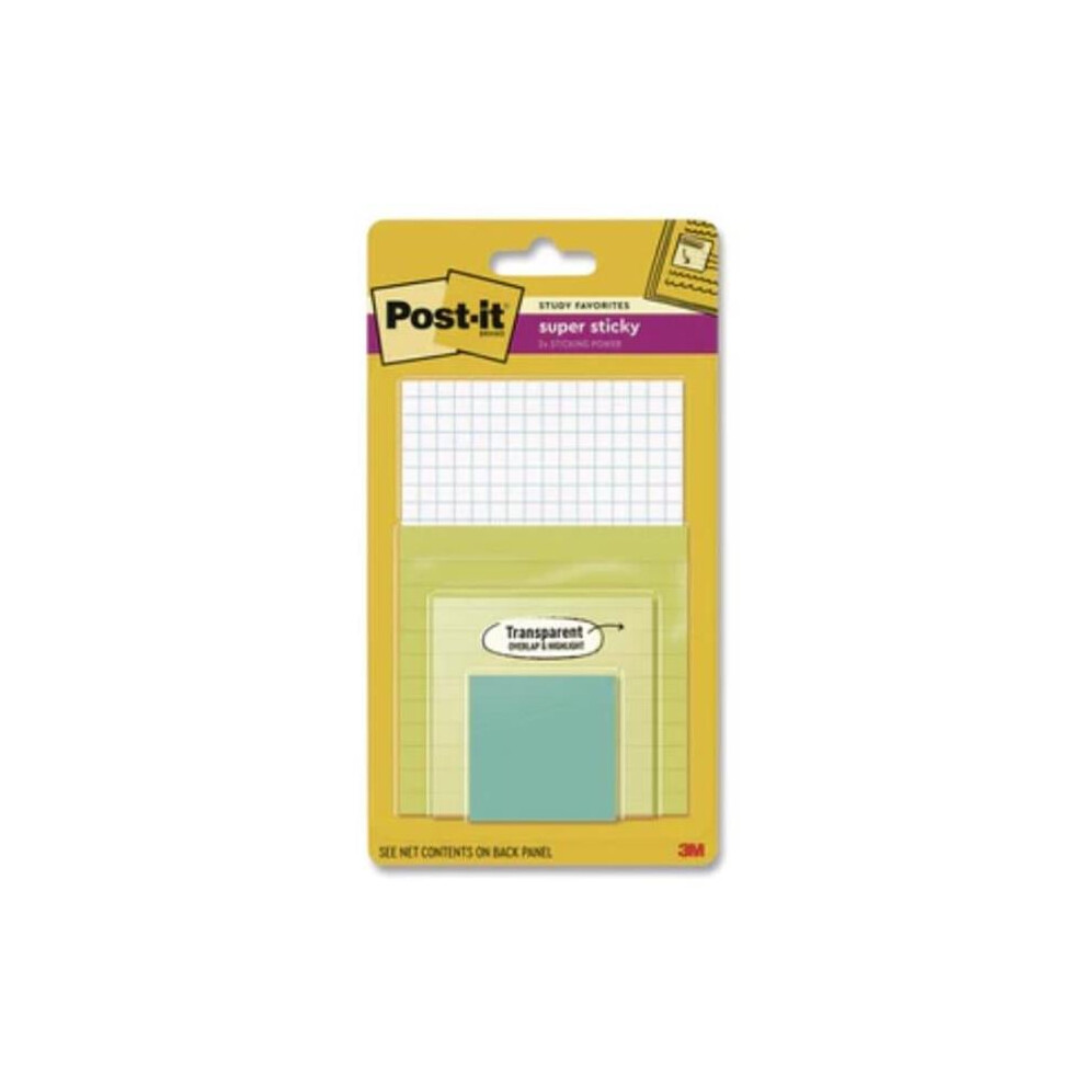 3M MMM4622SSGRIDTR Super Sticky Note Pad Multi Pack