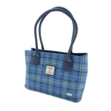 Harris Tweed Cassley Light Blue And Yellow Ladies Tote Grab Handbag Purse