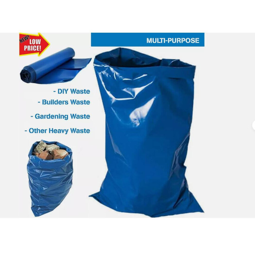 (Pack of 3) MantraRaj Heavy Duty Blue Rubble Sacks Bags Extra Strong Rolls of 5 Bin Bags Refuse Sacks Best for Construction & Industrial use