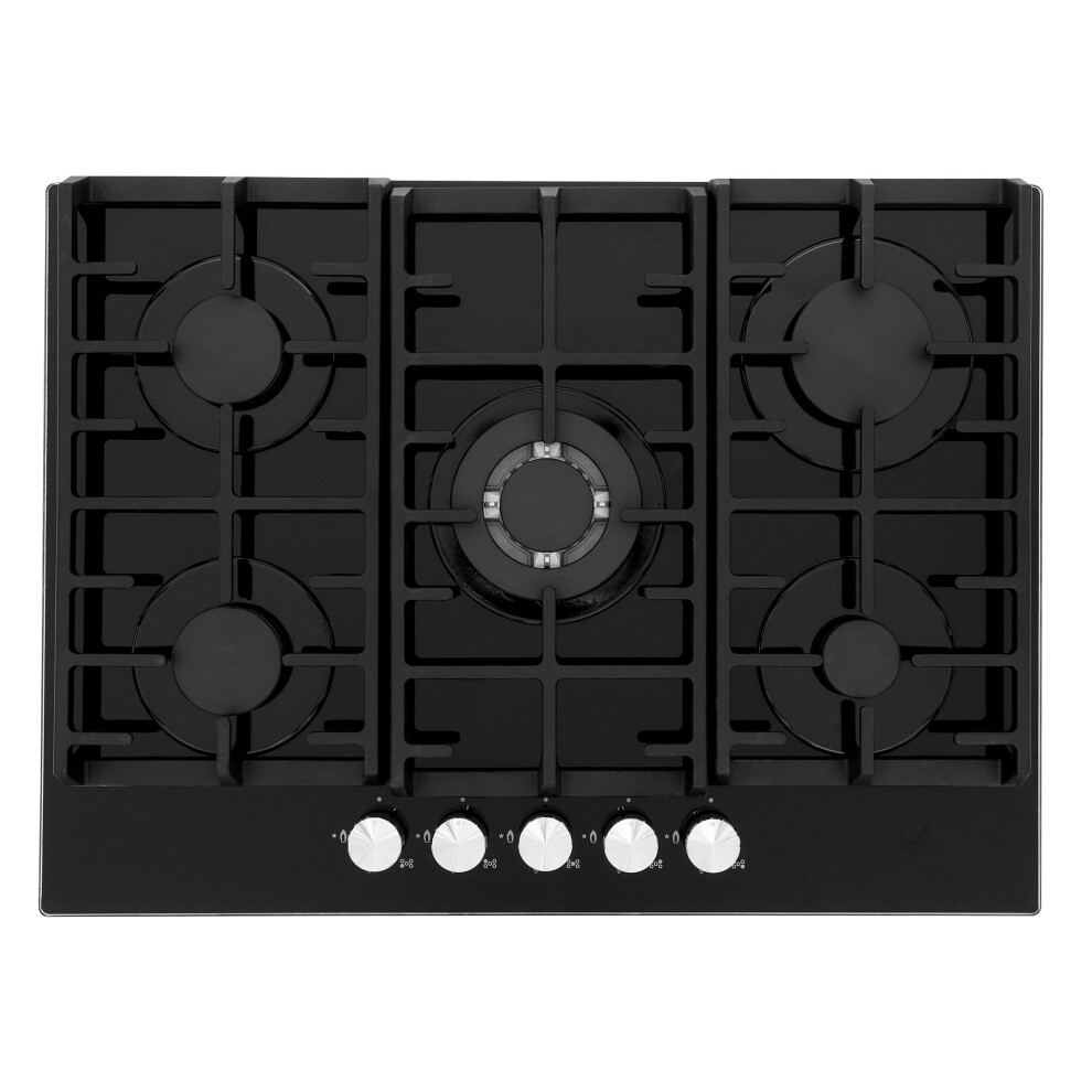 MONTPELLIER 70CM 5 ZONES GAS ON GLASS BLACK HOB