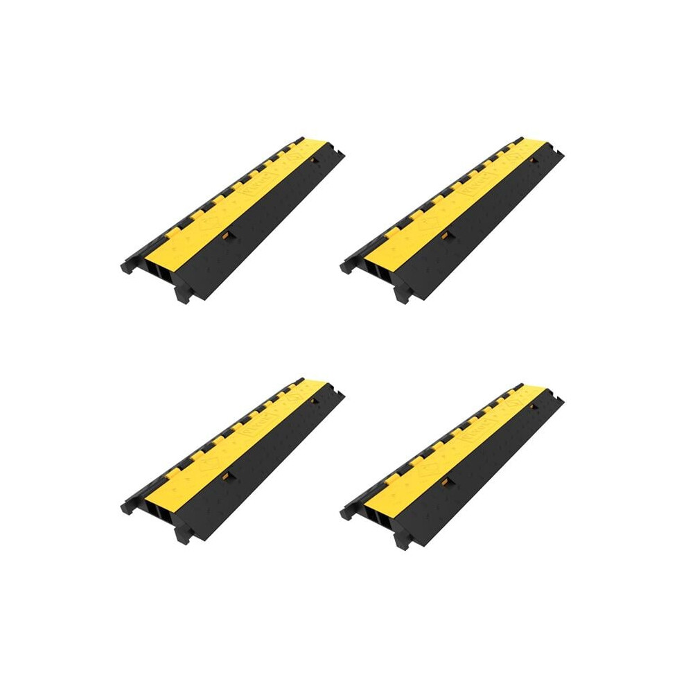 Vevor GXB4TZ1000X250X50V0 2 Channel Heavy Duty 66,000 lbs Load Capacity Rubber Cable Protector Ramp - Pack of 4