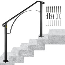 Vevor LTFS4H5BHSGM00001V0 Iron Handrails for 4 or 5 Steps Outdoor Stair Railing, Black