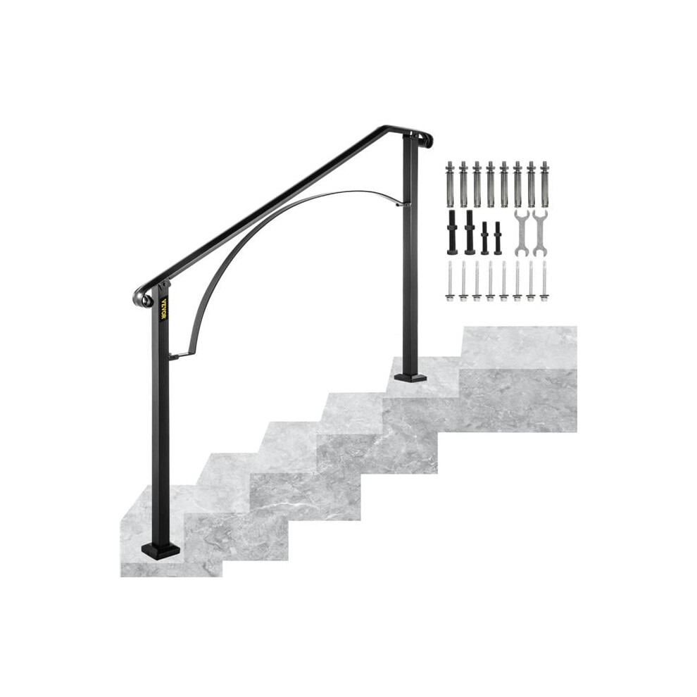 Vevor Ltfs4h5bhsgm00001v0 Iron Handrails For 4 Or 5 Steps Outdoor Stair Railing, Black