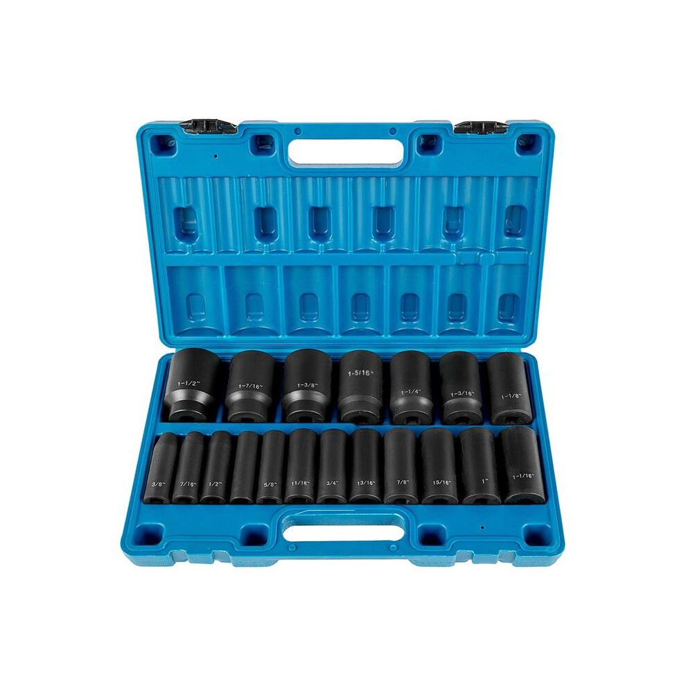 Vevor CJTT12IN19PCSD001V0 0.5 in. Impact Socket Set, 19 Piece