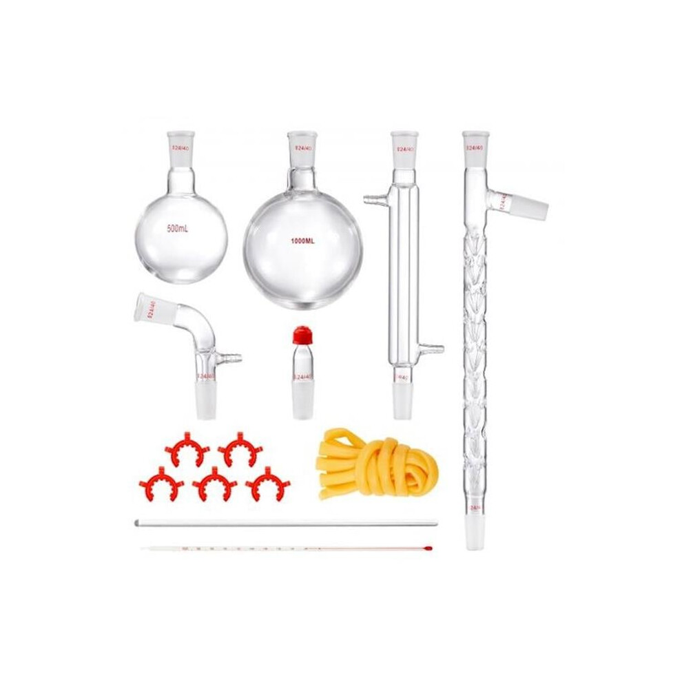 Vevor Syszltjjpww1g637bv0 3.3 Boro Lab Glassware Distillation Kit - 14 Piece