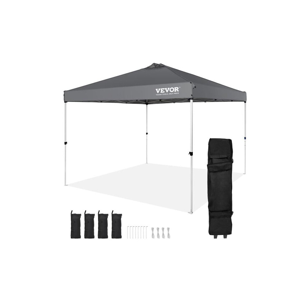 Vevor DCSTPS10X10FTASXAV0 10 x 10 ft. Pop up Canopy Tent with Storage Bag 250D PU Silver Coated Tarp Waterproof & Sun Shelter, Dark Gray