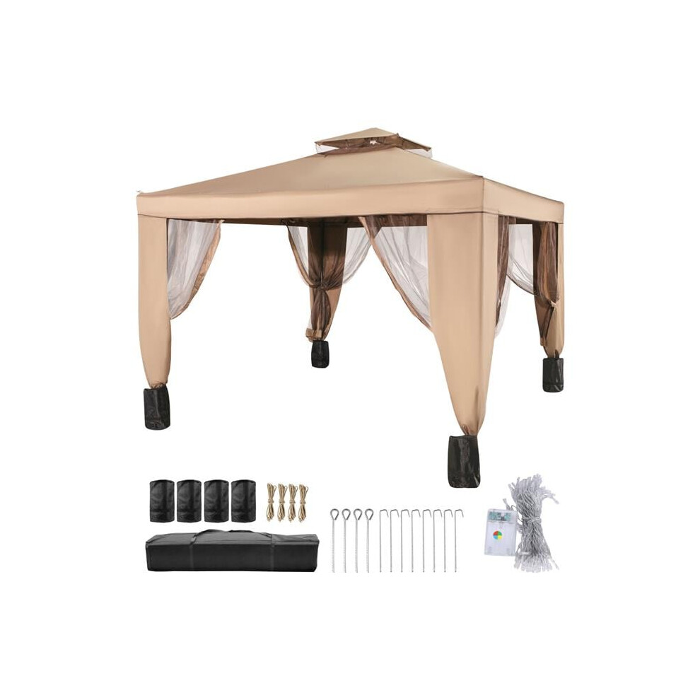 Vevor ZYP3MX3MSDCG00001V0 Outdoor Canopy Gazebo Tent, Portable Canopy Shelter with 10 x 10 ft. Large Shade Space for Party - Brown