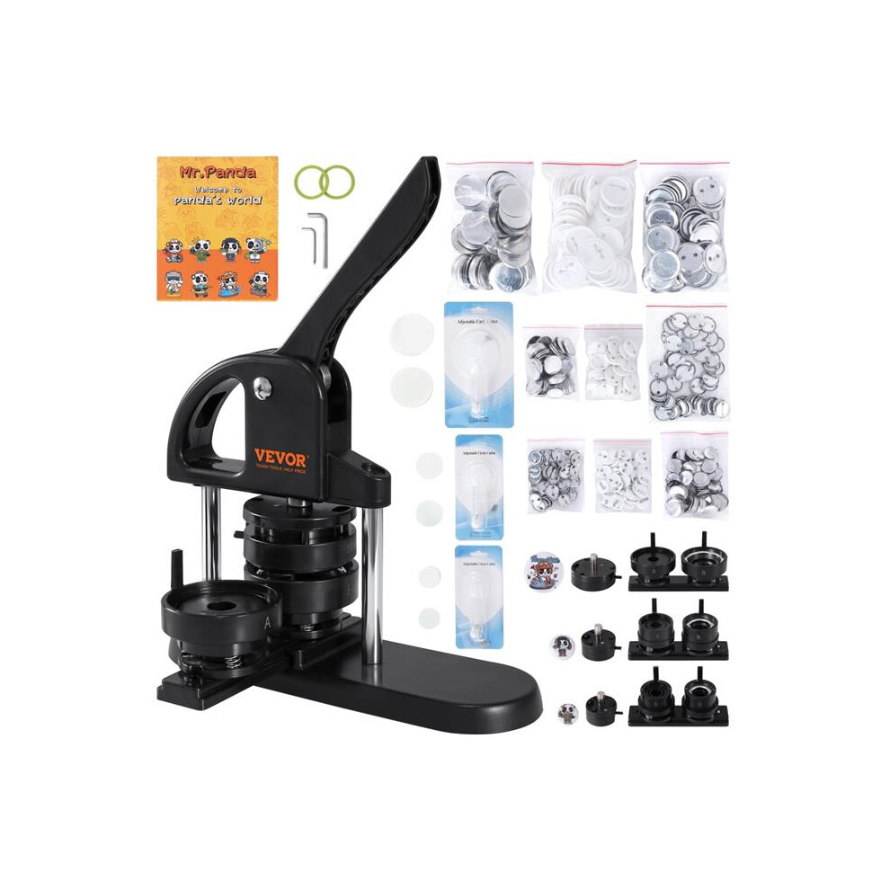 Vevor SL253258MM300D5JWV0 3-in-1 Button Maker Machine with Panda Magic Book, Black & Orange