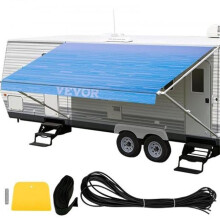 Vevor ZYSRV62420JBL0001V0 20 ft. Camper Trailer Awning Canopy Patio Camping Car Awning with Vinyl Roller Tube, Blue