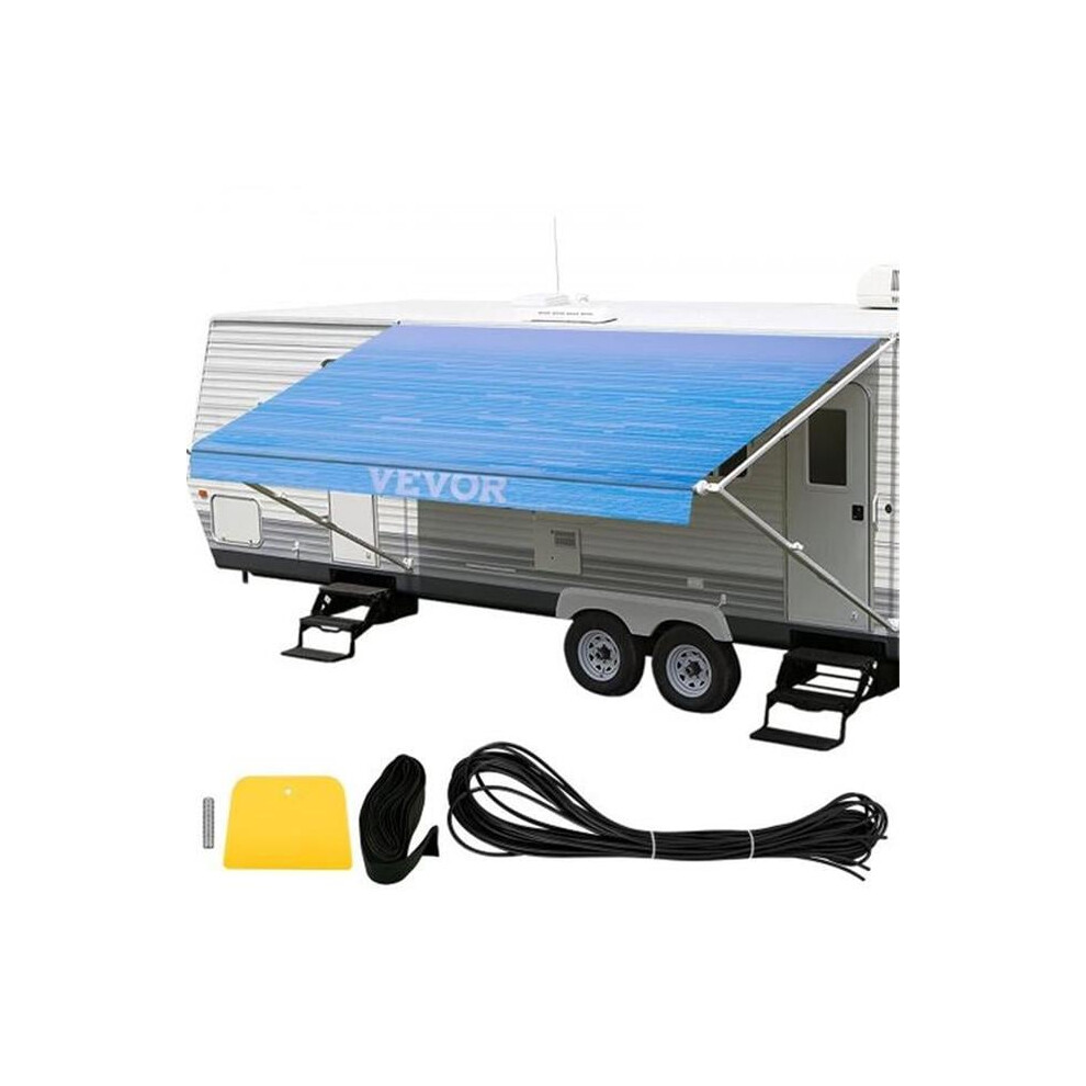 Vevor ZYSRV62418JBL0001V0 18 ft. Camper Trailer Awning Canopy Patio Camping Car Awning With 15 Oz Durable Vinyl Roller Tube, Blue