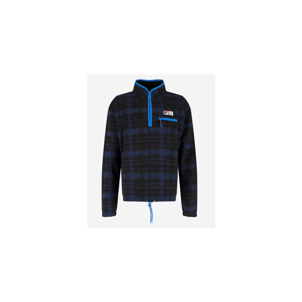 Fila Descender 1/4 zip Fleece in black and blue - Medium