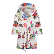 (130cm,Owl)Kids Bathrobe Boys Girls Hoodie Robe Cartoon Animal Dinosaur Sleepwear Toddler Soft Pajamas