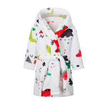 (150cm,Dinosaur White)Kids Bathrobe Boys Girls Hoodie Robe Cartoon Animal Dinosaur Sleepwear Toddler Soft Pajamas