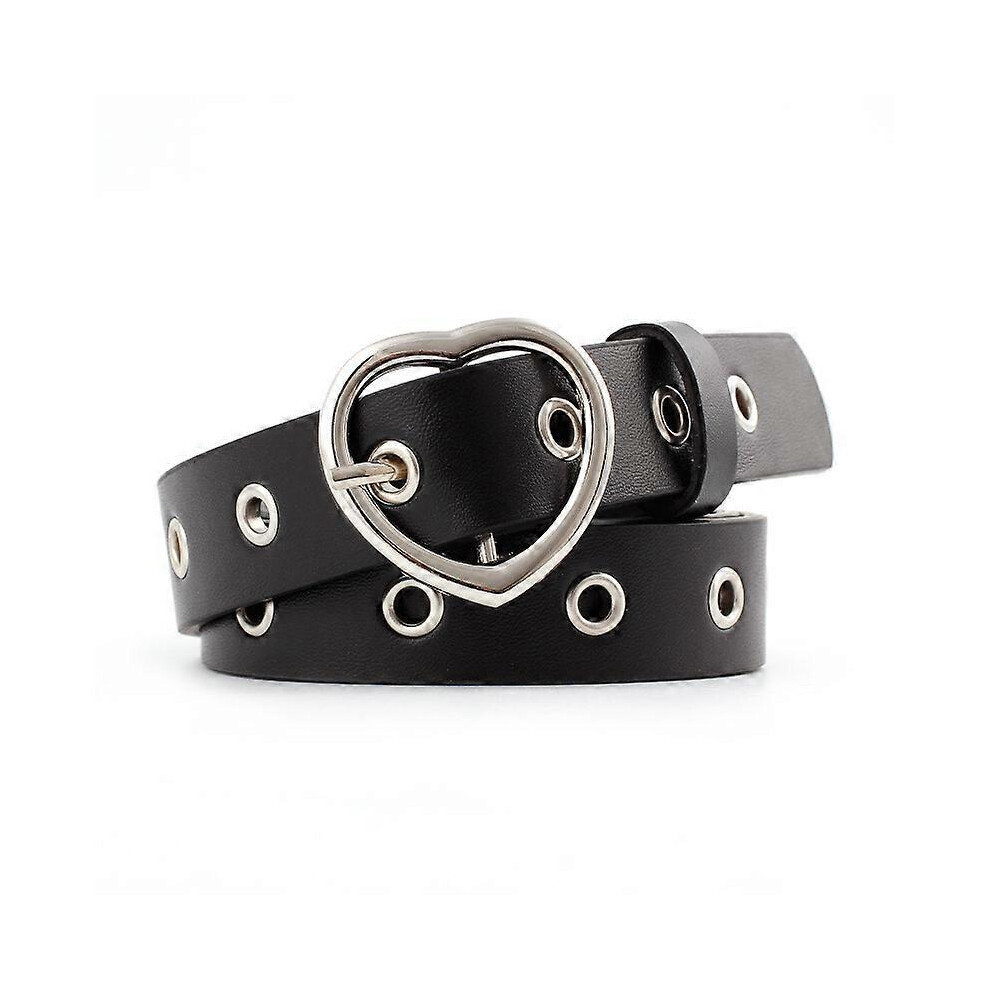Zonfer Ceinture en cuir pour femme, avec boucle en forme de coeur, pour pantalon habillé Ceinture de taille pour femme (2 pièces rouge + noir)