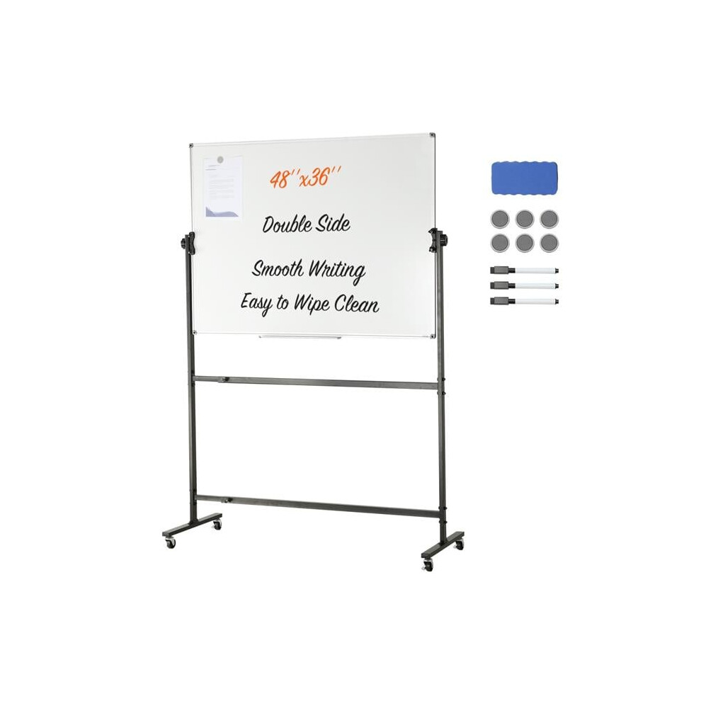 Vevor BBYCDL4836ABS42HOV0 48 x 36 in. Rolling Magnetic Whiteboard, Double-sided Mobile Whiteboard Adjustable Height Dry Erase Board