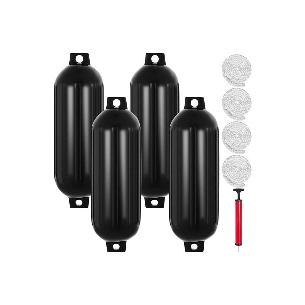 Vevor DNB8.5X27YCLWCHS1V0 8.5 x 27 in. 4 Ribbed Boat Fenders Vinyl Bumper Dock Shield Protection, Black