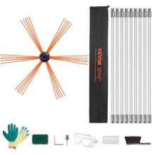 Vevor YCS30YC1PCS9ENFT8V0 30 ft. Chimney Sweep Kit with 9 Reinforced Nylon Flexible Rods 360 deg Cleaning Brush Chimney Cleaner