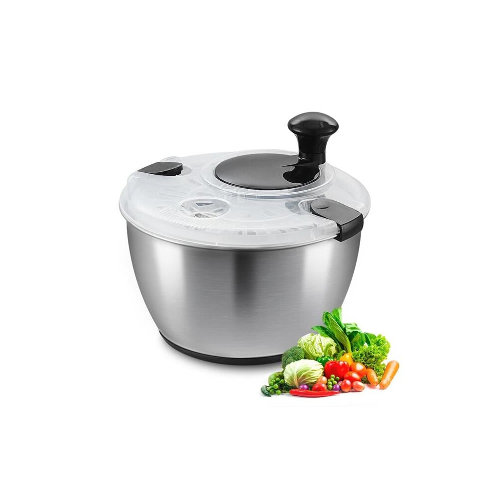 Vevor BXGKSLXZQ304P4FP6V0 4.75 qt. Stainless Steel Salad Spinner 1-Handed Easy Press Large Vegetable Dryer Washer, Lettuce Cleaner & Dryer