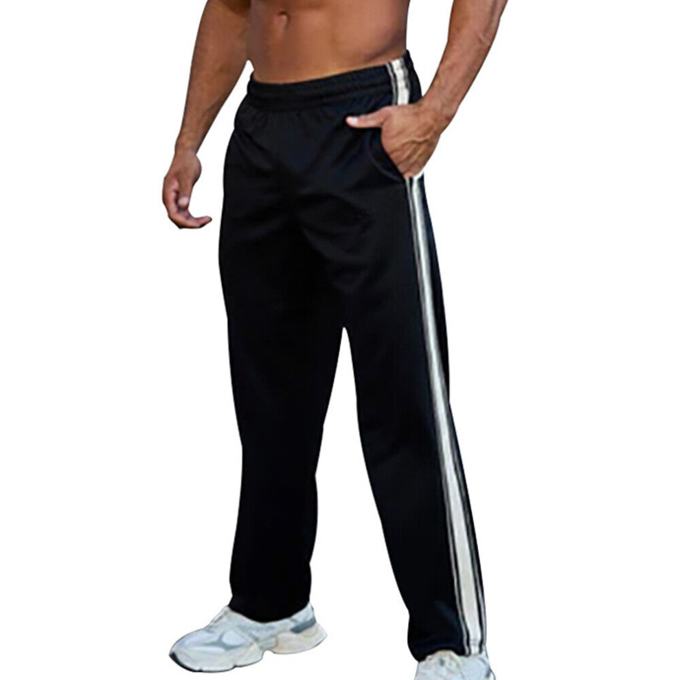 Pantalon De Surv?tement Pour Hommes Bas De Jogging Ray? Pantalon De Sport -Noir-L