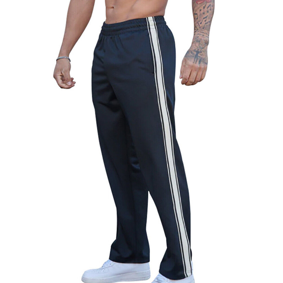 Pantalon De Surv?tement Pour Hommes Bas De Jogging Ray? Pantalon De Sport -navy blue-XL
