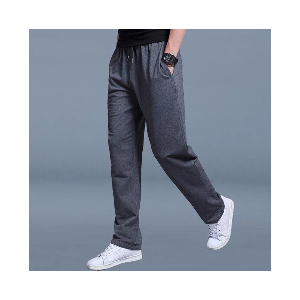 Pantalon De Jogging Droit D?contract? Pour Hommes Pantalon De Surv?tement @-Gris-XL