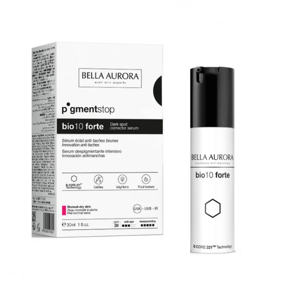 Gold Serums Dark Bella Aurora Bio10 Forte Anti- Spots Facial Serum Against Pigmentation For Sensitive Skin, Spf20+, 30 Ml