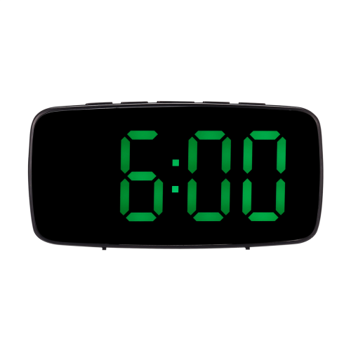 Smart Digital Alarm Clock Bedside,Green LED USB Desk Clock,Black