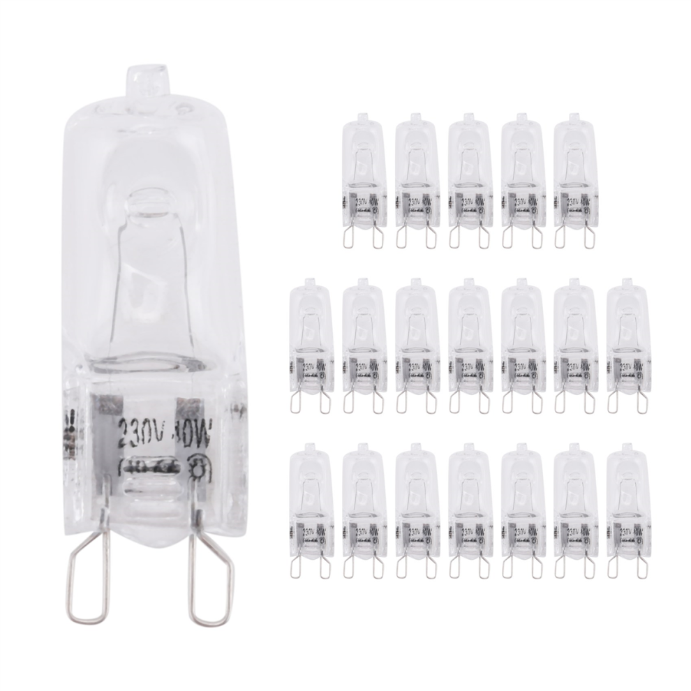 Sem 20Pcs G9 Halogen Bulbs,40W Clear Halogen Lamps Dimmable,2800K Light