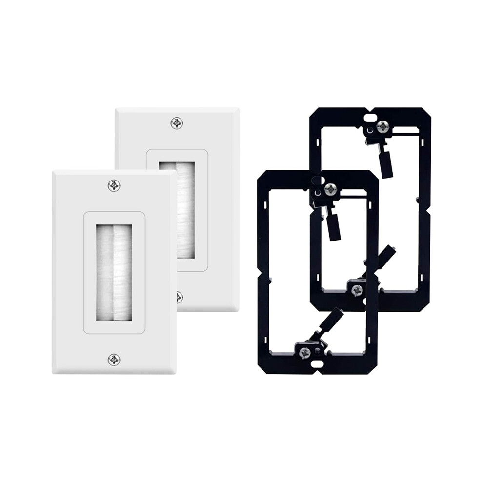 2-Pack Brush Wall Plate with Mounting Bracket for Speaker Wire