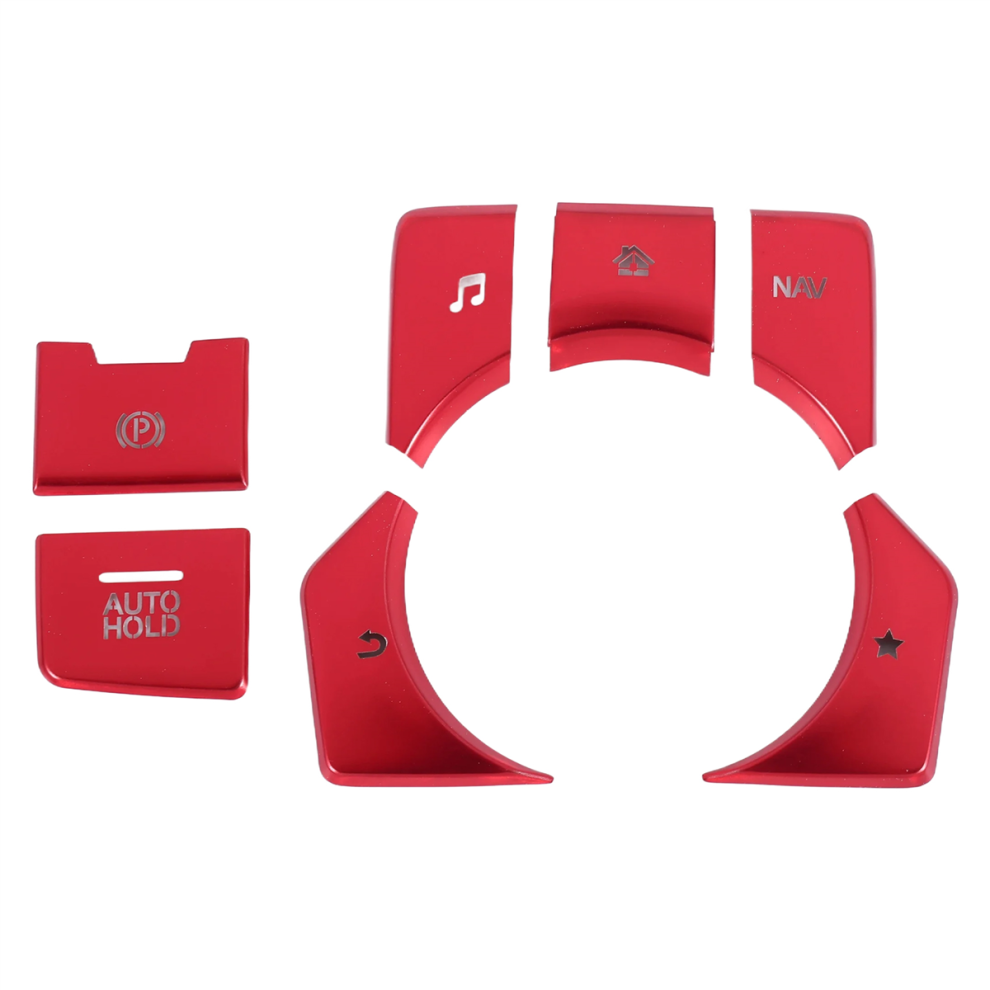 7Pcs Electronic Handbrake Multimedia Button Cover Trim For Red 4853896825747