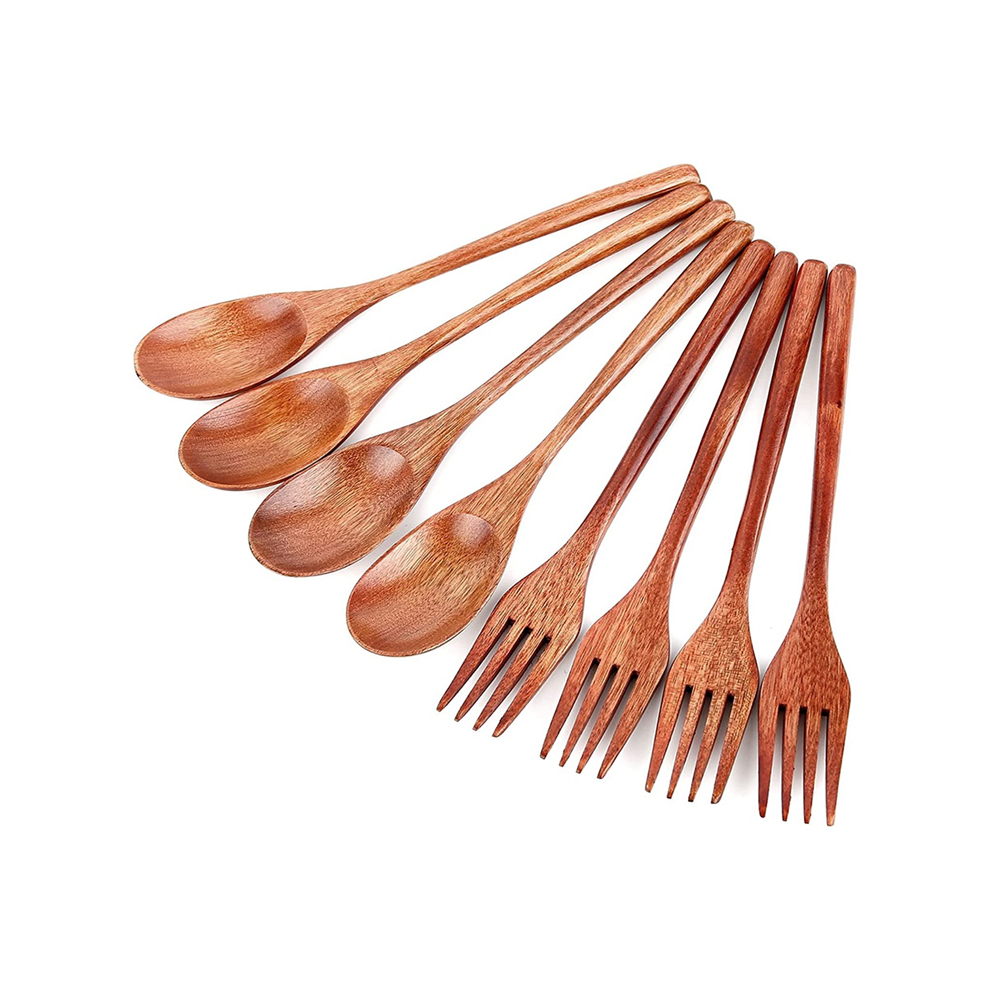 8Pcs Wooden Spoons Forks Set, Japanese Style Wooden Utensil Set, B-image-OPC-PFZGRQR-NEW