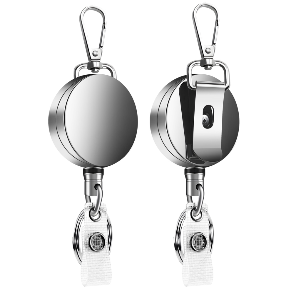 2Pcs Porte-clés rétractable Badge ID Lanyard Name Tag Card Clip