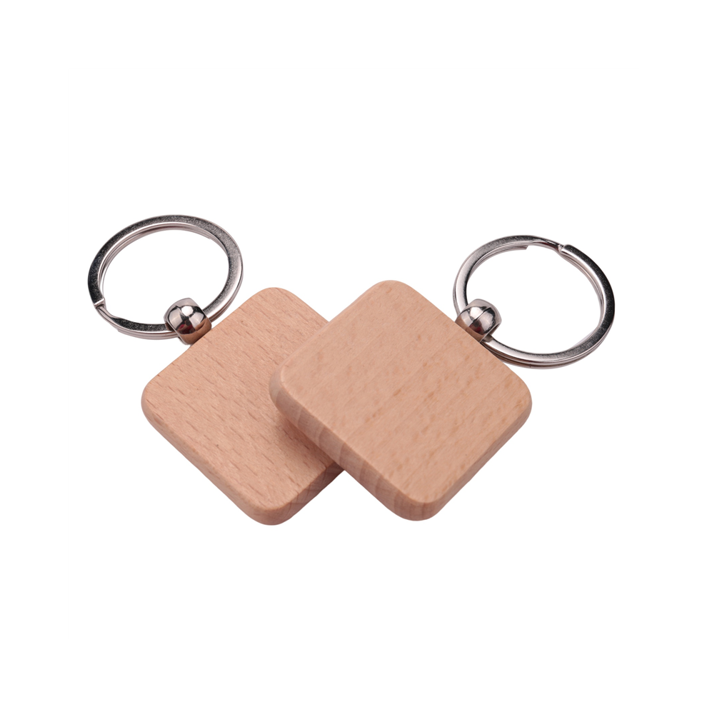 50 Pezzi Fai Da Te Portachiavi In Legno Vuoto Portachiavi Quadrato Intagliato 40 X 40 Mm