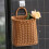 Kitchen Storage Basket with Handle Woven Hanging Baskets L 3