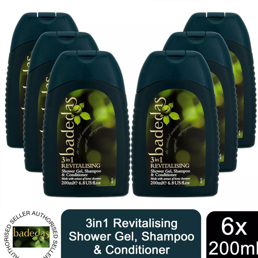 Badedas 3in1 Revitalising Shower Gel, Shampoo & Conditioner 200ml, 6 Pack-image-OPC-PFZGW5V-NEW