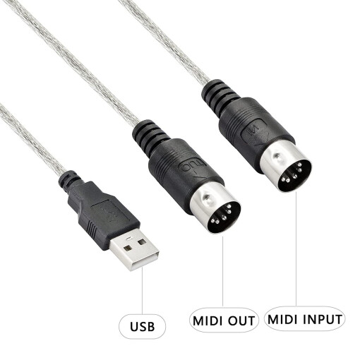 Προσαρμογέας καλωδίου USB MIDI, Din αρσενικό σε MIDI με LED για πληκτρολόγιο 1