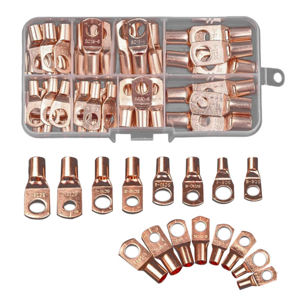 70Pcs Wire Lug Connector Ring Sc6-25 Copper Connectors Bare Cable Kit 4853896826584