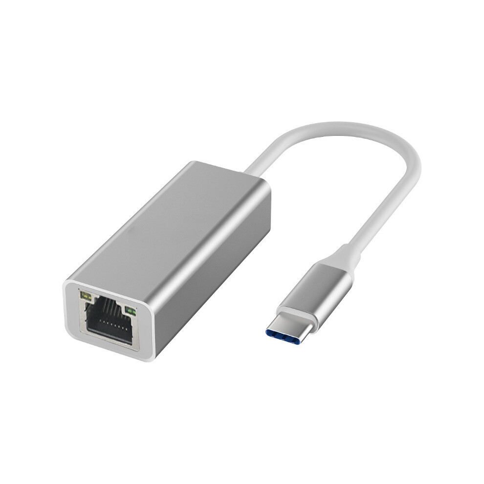 (Type-C 1000M) Type-C To Rj45 Ethernet Wired Lan Adapter 100/1000Mbps ( Type C Gigabit) Silver 9417278679615