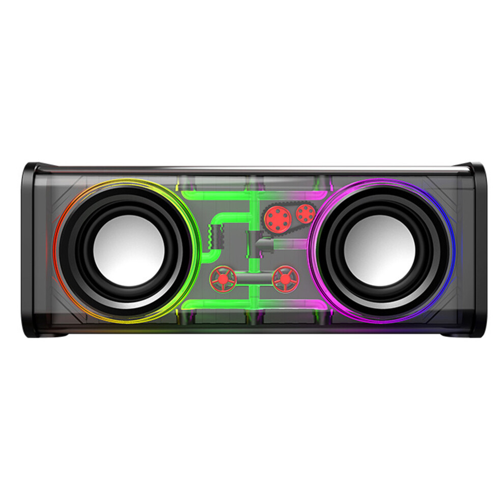(Black) Transparent Mecha Speakers Bluetooth-Compatible 5.0 1800Mah For Party (Black) Black 9417278683285