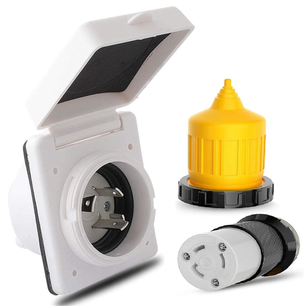 30AMP RV Power Inlet Outlet Shore Power Kit w/Boot Cord Protector-image-OPC-PFZH2M6-NEW