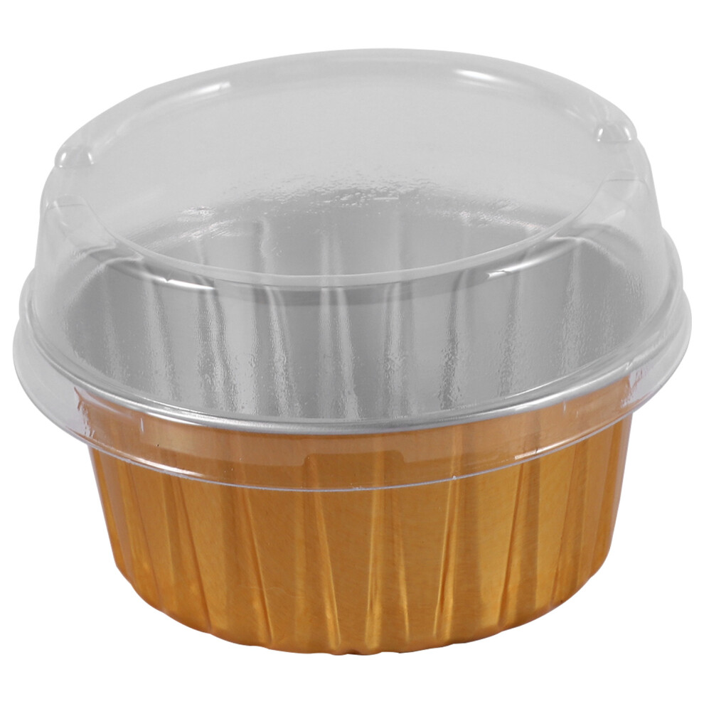 100 Piezas De Moldes Desechables De Aluminio Para Hornear, Moldes Para Cupcakes Con Tapas-image