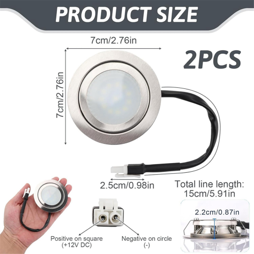 12V DC 2W Range Hood Lights with EL Socket Male 1