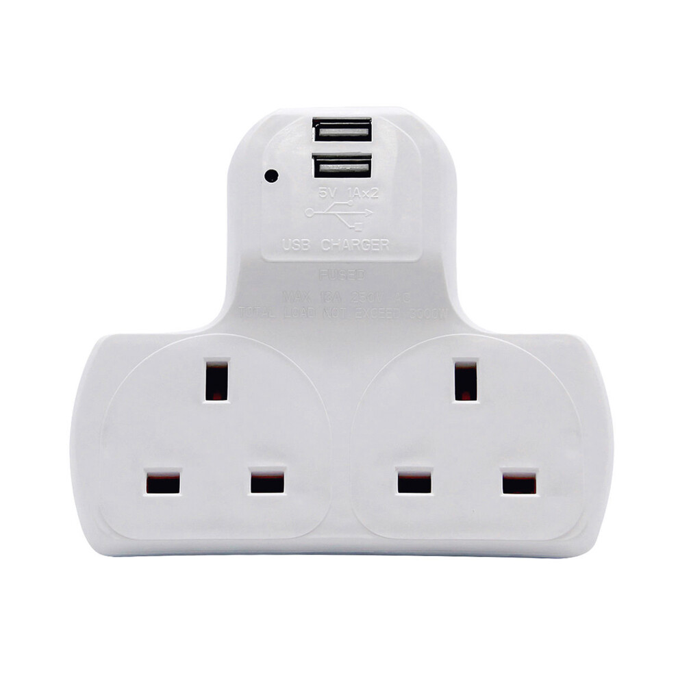 Innoteck 2Way Plug Adaptor With 5V 2.0A Max Dual Usb Charging Ports 5060464852190
