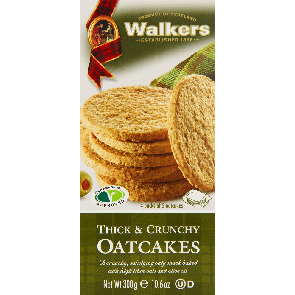 Walkers Shortbread Thick And Crunchy Oatcakes, Traditional Pure Butter Scottish Recipe, 300g (Pack Of 12)