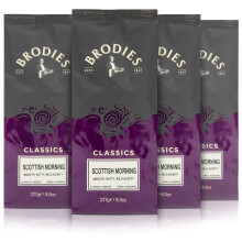 Brodies Classics Artisan Ground Coffee - Scottish Morning 100% Arabica (4 Pack of 227 g) smooth, nutty, mild acidity, medium Strength, standard Grind,