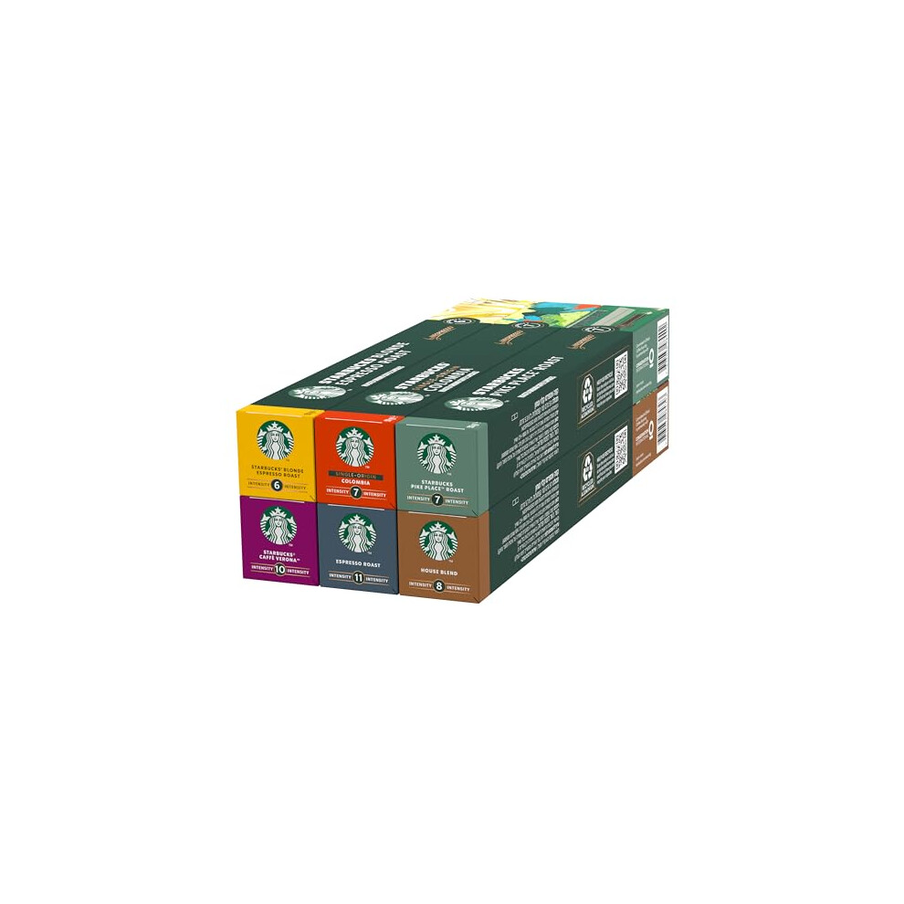 Starbucks Discovery Variety Pack By Nespresso, All Roast Types Coffee Capsules 6 X 10 (60 Capsules)